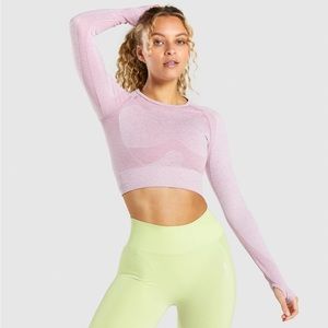 Gymshark Flex Sports Long Sleeve Crop Top - Light Purple Marl
